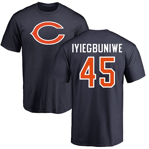 Chicago Bears Men Navy Blue Joel Iyiegbuniwe Name and Number Logo NFL Football #45 T Shirt